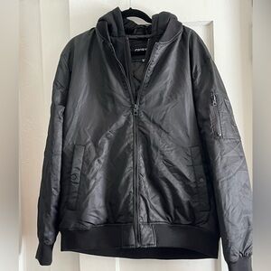 Guess Men's Jet Black Bomber Jacket